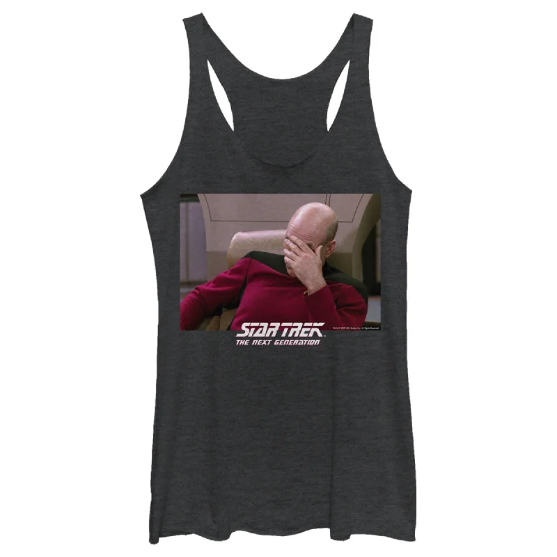 Women's Star Trek: The Next Generation Captain Picard Palm to Face Meme Racerback Tank Top cropped tank top Women's Star Trek: The Next Generation Captain Picard Palm to Face Meme Racerback Tank Top cropped tank top