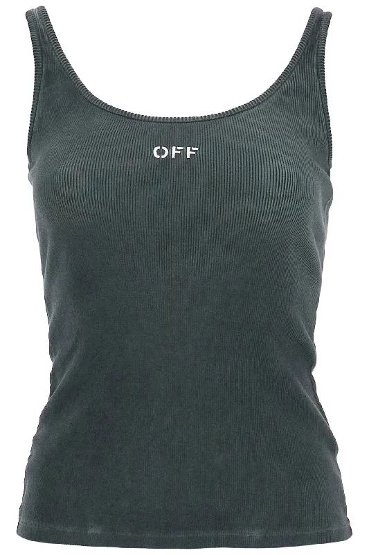 Off-White Women's Stretch Cotton Tank Top For Women teal tank top