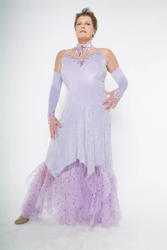Orchid Glitter Stretch Velvet Ballroom Dress with Organza Flounces on Sale-Orchid Fantasy Tunics Stylish elegant Orchid Glitter Stretch Velvet Ballroom Dress with Organza Flounces on Sale-Orchid Fantasy Tunics Stylish elegant