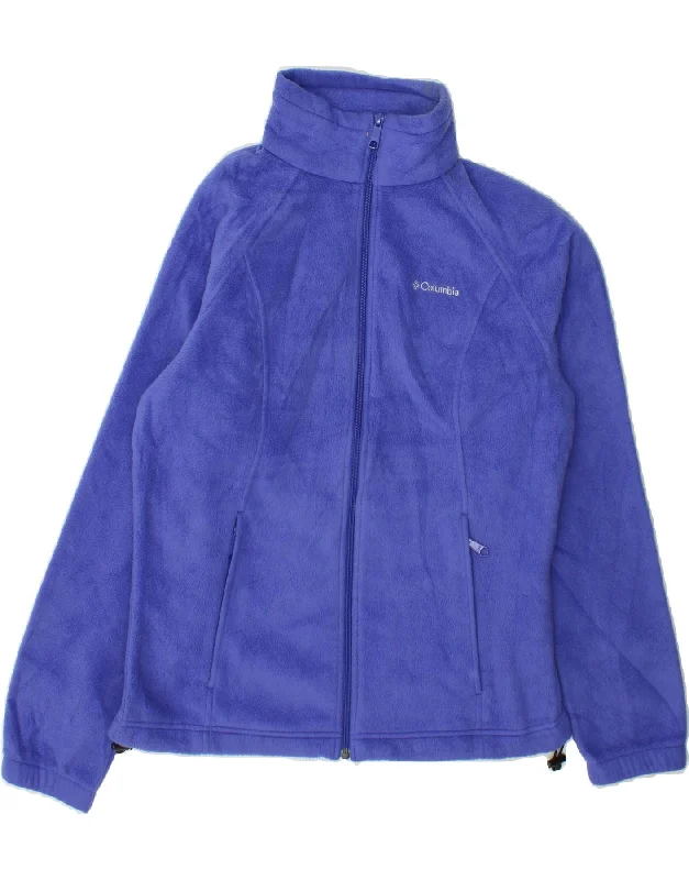 COLUMBIA Womens Fleece Jacket UK 14 Medium Blue Polyester Welt Pockets Slit Pockets Flap Pockets COLUMBIA Womens Fleece Jacket UK 14 Medium Blue Polyester Welt Pockets Slit Pockets Flap Pockets