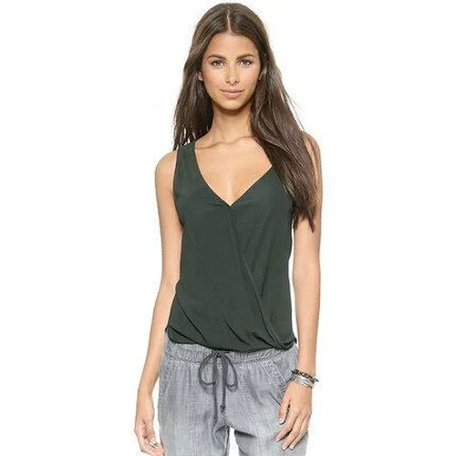 V-neck Cross Modeling Chiffon Top Single Sling Off Shoulder Sexy Women Sling Tank Top cute tank top