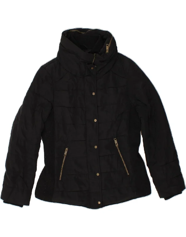 LAURA ASHLEY Womens Padded Jacket UK 12 Medium Black Polyester Plaid Jacket Tartan Jacket Houndstooth Jacket LAURA ASHLEY Womens Padded Jacket UK 12 Medium Black Polyester Plaid Jacket Tartan Jacket Houndstooth Jacket