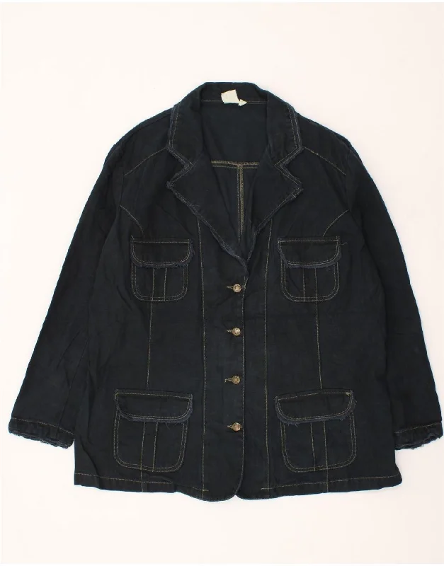 VINTAGE Womens Denim 4 Button Blazer Jacket EU 50 3XL Navy Blue Cotton Striped Jacket Polka Dot Jacket Floral Jacket VINTAGE Womens Denim 4 Button Blazer Jacket EU 50 3XL Navy Blue Cotton Striped Jacket Polka Dot Jacket Floral Jacket