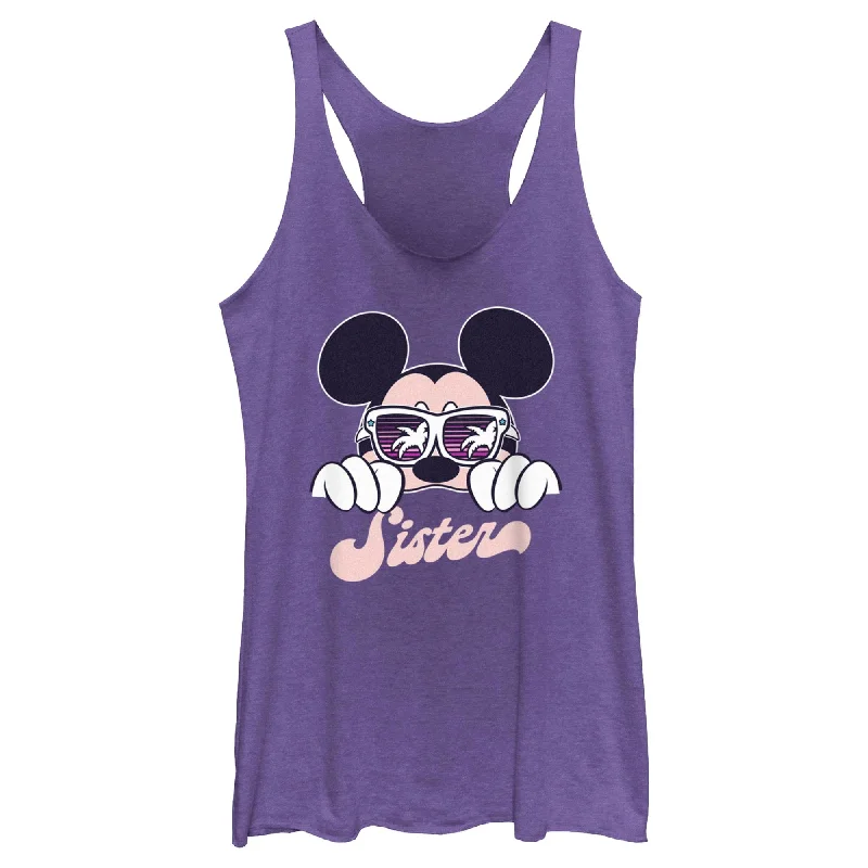 Women's Mickey & Friends Cool Summer Sister Racerback Tank Top cold shoulder tank