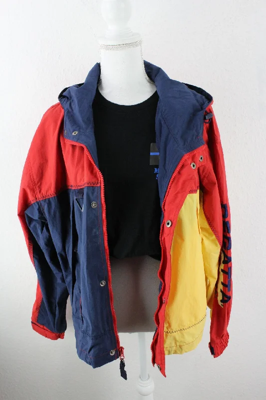 Vintage Red Regatta Jacket (L) Hooded Jacket Caped Jacket Shawl Collar Jacket