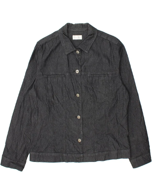 BONITA Womens Denim Jacket UK 14 Medium Black Cotton Front Pockets Side Pockets Patch Pockets BONITA Womens Denim Jacket UK 14 Medium Black Cotton Front Pockets Side Pockets Patch Pockets