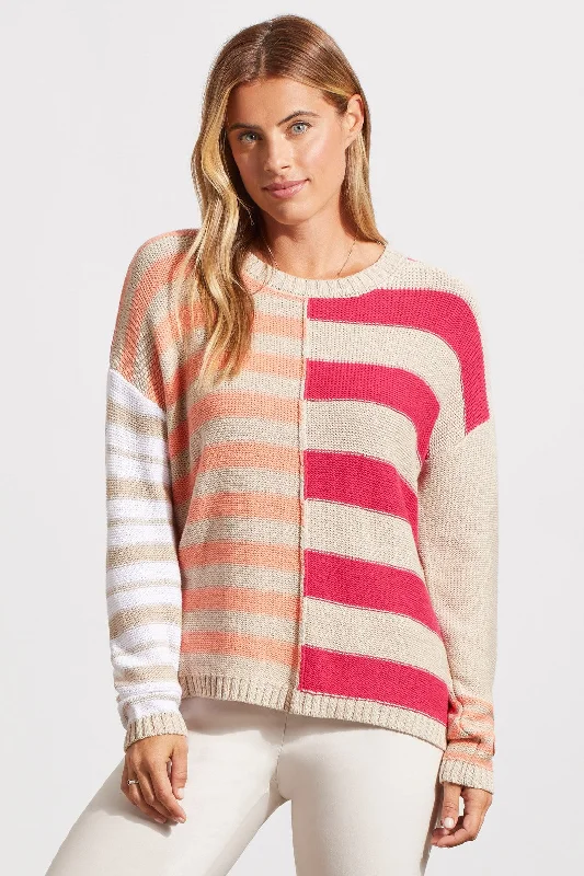 LONG SLEEVE CREW NECK SWEATER - RASPBERRY Modern Contemporary Chic