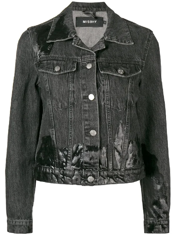 paint detail denim jacket Anorak Shell Jacket Lightweight Jacket
