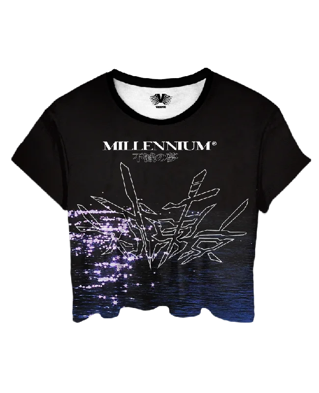 Millennium Dream Crop Top Collared Crew Neck Turtle Neck