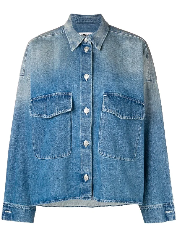washed oversized denim jacket Bomber Jacket Anorak Windbreaker