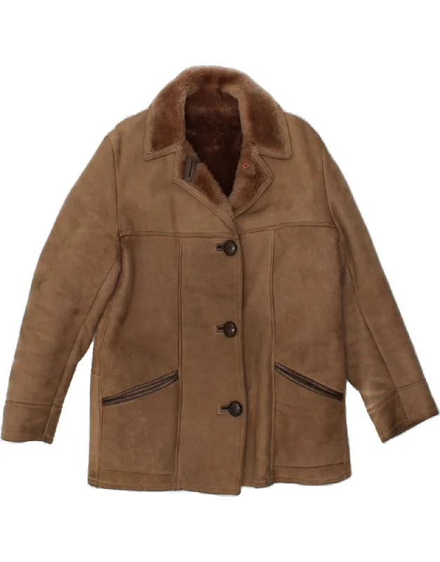 VINTAGE Womens Shearling Jacket UK 16 Large Brown Shearling Striped Jacket Polka Dot Jacket Floral Jacket VINTAGE Womens Shearling Jacket UK 16 Large Brown Shearling Striped Jacket Polka Dot Jacket Floral Jacket