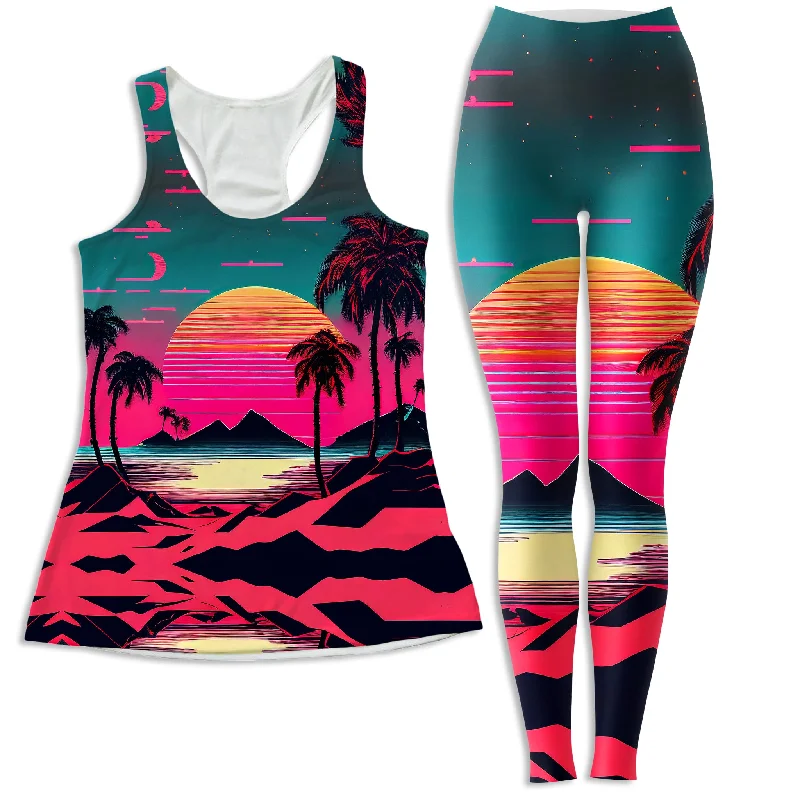 Beach Sunset Women's Tank and Leggings Combo silver tank top