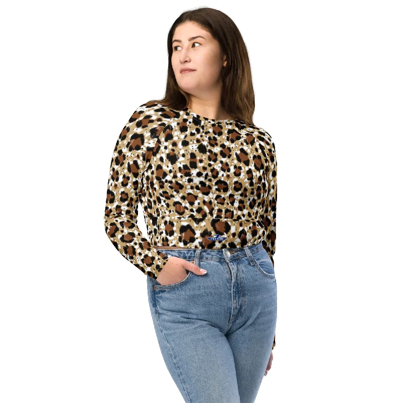 Jaguar Spots Recycled Long-Sleeve Crop Top Ribbed Striped Patterned