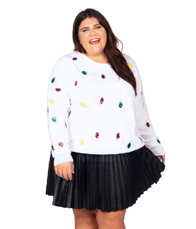 Women's Sequin Lights Plus Size Ugly Christmas Sweater Fleece Fabric Down Fabric Feather Fabric