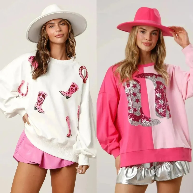 Sequined Boots Color Matching Top Long-sleeved Sweater For Women Long Sweater Short Sweater Cropped Sweater Sequined Boots Color Matching Top Long-sleeved Sweater For Women Long Sweater Short Sweater Cropped Sweater