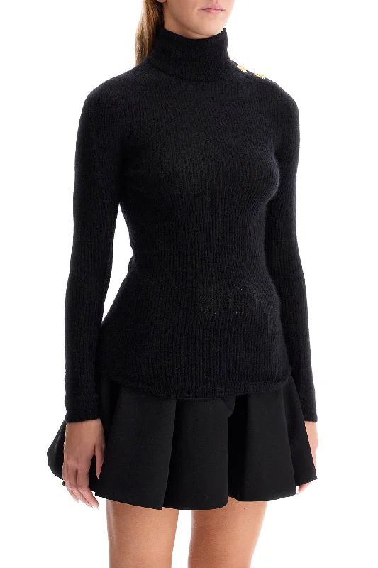 Balmain Mohair Sweater With Embossed Buttons And Knit Fabric Woven Fabric Fleece Fabric Balmain Mohair Sweater With Embossed Buttons And Knit Fabric Woven Fabric Fleece Fabric