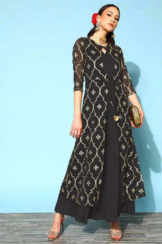 Olive Printed Jacket Style Dress Zippered Front Buttoned Front Snap Front