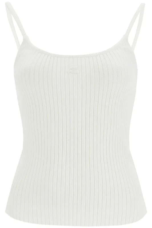 Courreges Women's Rib Knit Tank Top gold tank top