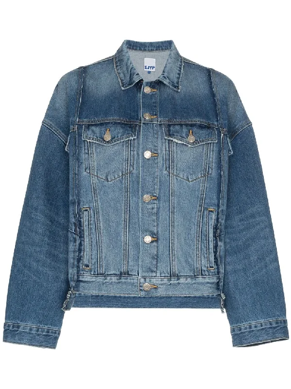 oversized panelled denim jacket Welt Pockets Slit Pockets Flap Pockets