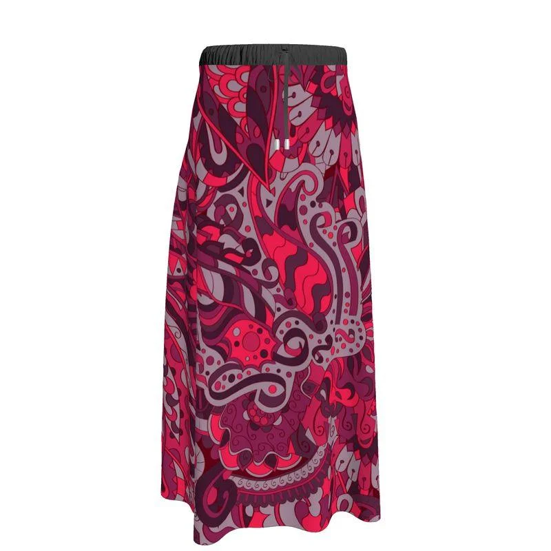 Pena Elastic Waist Tie Maxi Skirt ruffled skirt detail