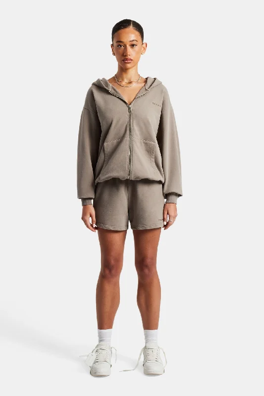Cernucci Zip Through Hoodie & Short Set - Taupe Hoodie with Slim Fit Tailored Modern Cernucci Zip Through Hoodie & Short Set - Taupe Hoodie with Slim Fit Tailored Modern