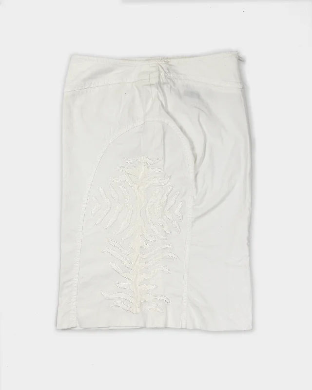 Only By Thierry Mugler White Flames Skirt 2000's linen skirt natural