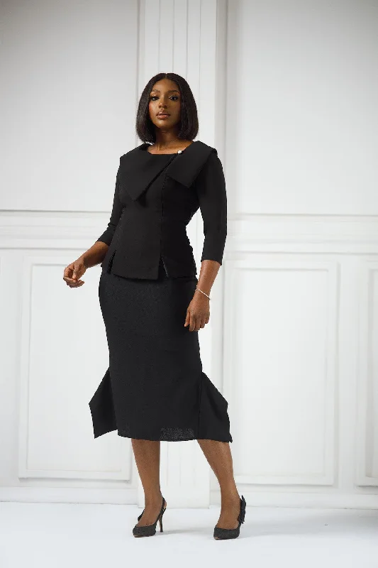 Erilyn Nkiru set with a fitted top and midi-length skirts maxi skirt elegant