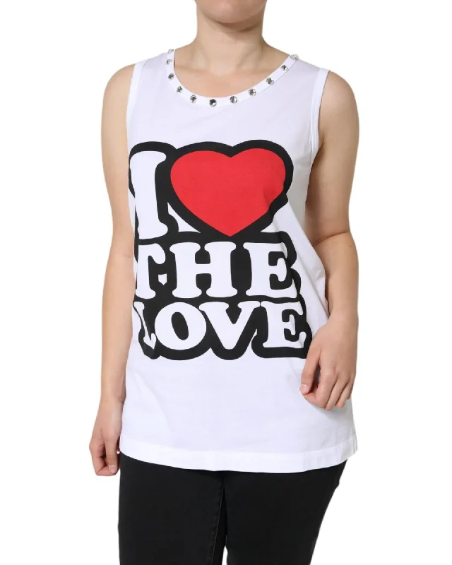 Dolce & Gabbana  I Love The Love Tank Top White TSH86604 playful tank top