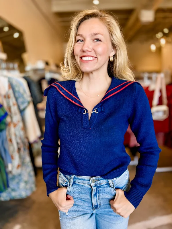 Catalina Sweater Notch Collar Peter Pan Collar Cowl Neck
