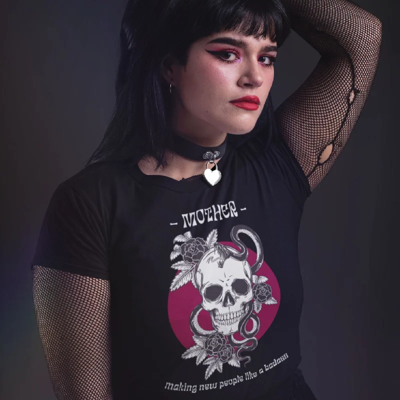 Mother: Making New People Like a Badass Vintage Skull Tattoo Heavy Metal Themed Unisex Jersey Short Sleeve Tee Polo Neck Jersey Top Mother: Making New People Like a Badass Vintage Skull Tattoo Heavy Metal Themed Unisex Jersey Short Sleeve Tee Polo Neck Jersey Top