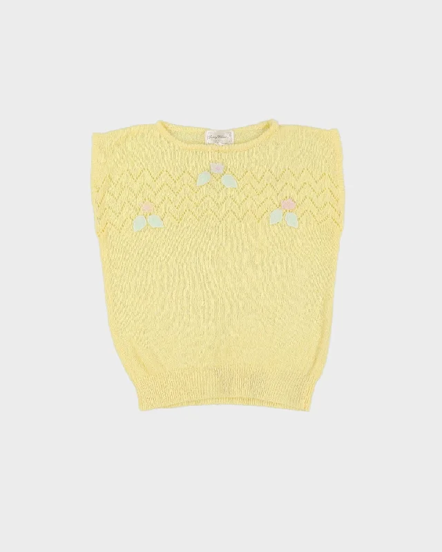 Vintage 1990s Yellow Knitted Tank Top - S metallic tank top