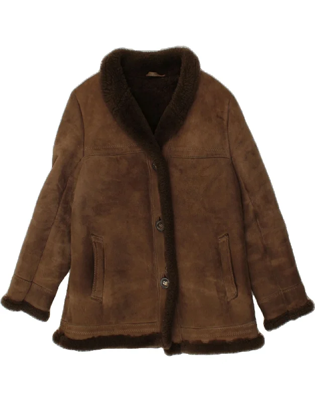 WALLACE SACKS Womens Shearling Jacket UK 16 Large Brown Sheepskin Front Pockets Side Pockets Patch Pockets WALLACE SACKS Womens Shearling Jacket UK 16 Large Brown Sheepskin Front Pockets Side Pockets Patch Pockets