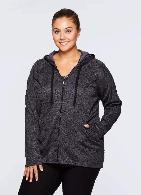 Plus Stratus Fleece Lined Full Zip Hoodie Jacket Hoodie with Applique Textured Unique Plus Stratus Fleece Lined Full Zip Hoodie Jacket Hoodie with Applique Textured Unique