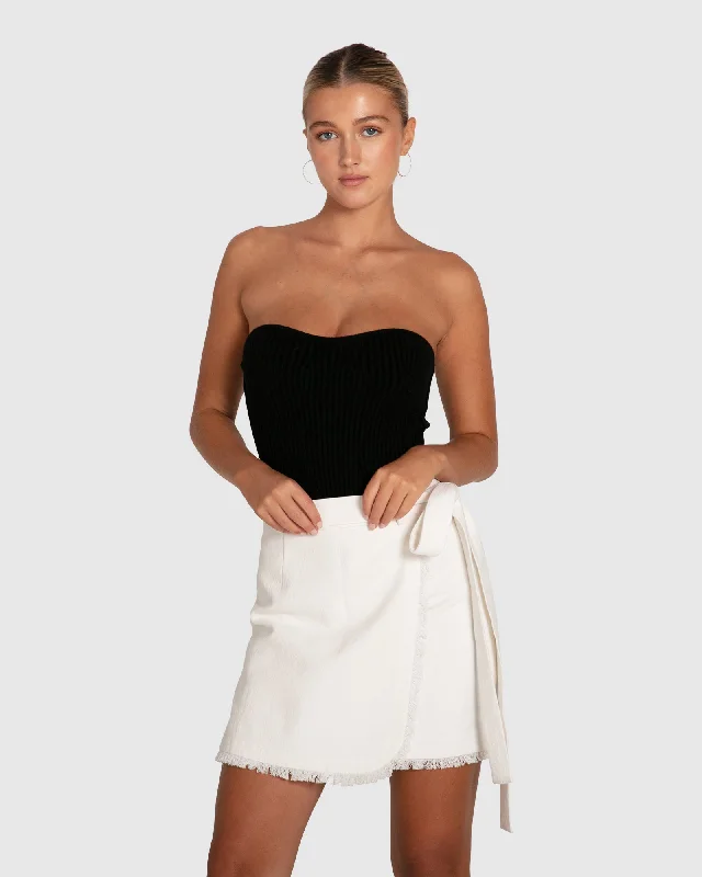 There She Goes Frayed Edge Skirt - Cream cashmere skirt fine