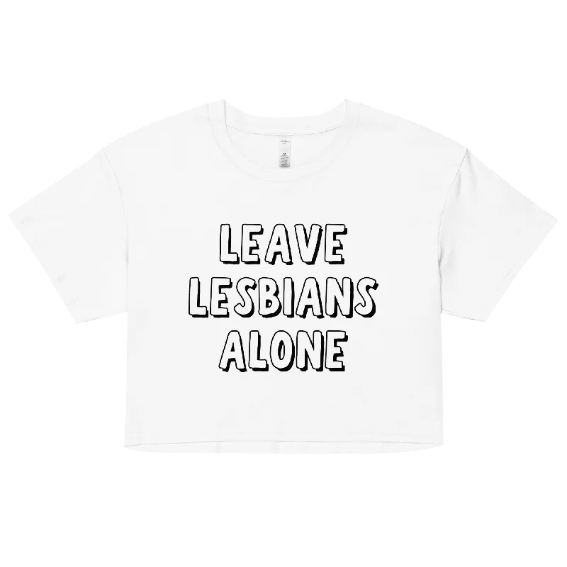 Leave Lesbians Alone (Black & White) Crop Top Faux Fur Fabric Real Fur Fabric Shearling Fabric