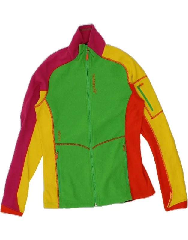 NORRONA Womens Tracksuit Top Jacket UK 14 Medium Multicoloured Colourblock V-Neck Jacket Boat Neck Jacket Square Neck Jacket