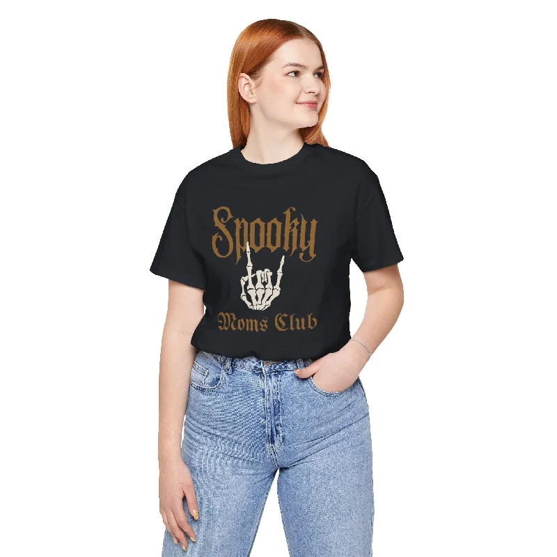 Spooky Moms Club Unisex Jersey Short Sleeve Tee One Shoulder Jersey Shirt