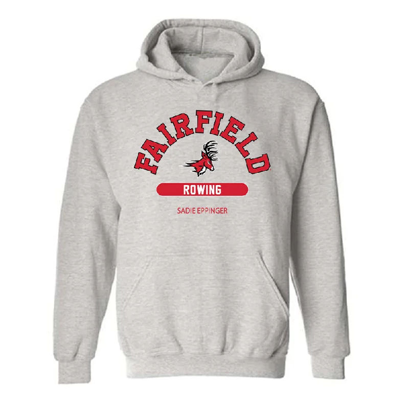 Fairfield - NCAA Women's Rowing : Sadie Eppinger - Classic Fashion Shersey Hooded Sweatshirt Hoodie with Ribbed Cuffs Snug Fit Comfort