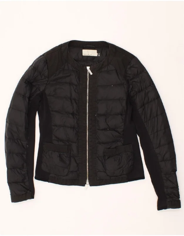 KAREN MILLEN Womens Padded Jacket UK 12 Medium Black Polyamide Denim Fabric Leather Fabric Suede Fabric KAREN MILLEN Womens Padded Jacket UK 12 Medium Black Polyamide Denim Fabric Leather Fabric Suede Fabric