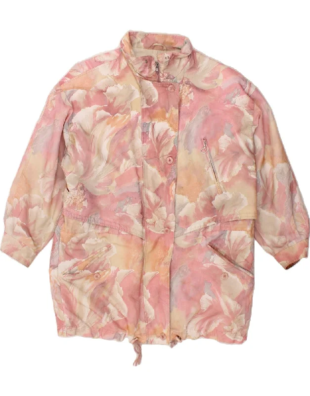 VINTAGE Womens Windbreaker Jacket UK 20 2XL Pink Floral Herringbone Jacket Checkered Jacket Solid Jacket VINTAGE Womens Windbreaker Jacket UK 20 2XL Pink Floral Herringbone Jacket Checkered Jacket Solid Jacket