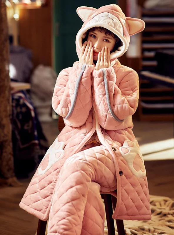 PINK THREE-LAYER COTTON WOOL PADDED WARM COTTON JACKET CORAL FLEECE Knit Jacket Woven Jacket Fleece Jacket PINK THREE-LAYER COTTON WOOL PADDED WARM COTTON JACKET CORAL FLEECE Knit Jacket Woven Jacket Fleece Jacket