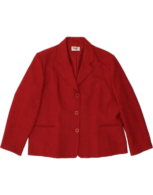 VINTAGE Womens 3 Button Blazer Jacket UK 18 XL Red Polyester Fleece Jacket Down Jacket Feather Jacket VINTAGE Womens 3 Button Blazer Jacket UK 18 XL Red Polyester Fleece Jacket Down Jacket Feather Jacket