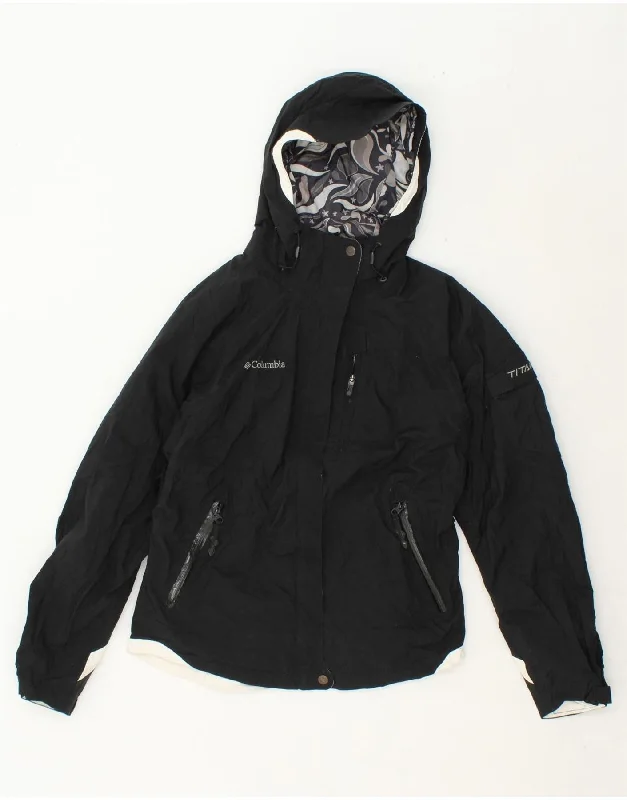 COLUMBIA Womens Titanium Hooded Rain Jacket UK 14 Medium Black Colourblock V-Neck Jacket Boat Neck Jacket Square Neck Jacket COLUMBIA Womens Titanium Hooded Rain Jacket UK 14 Medium Black Colourblock V-Neck Jacket Boat Neck Jacket Square Neck Jacket