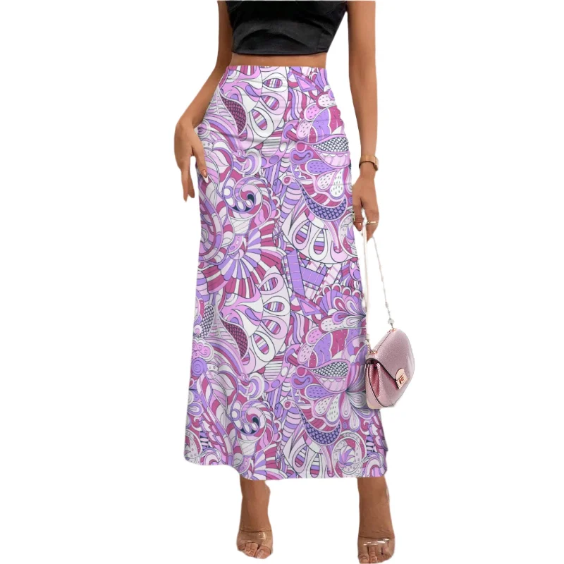 Cavai Ruched High Waist Flare Maxi Skirt ribbed skirt waist