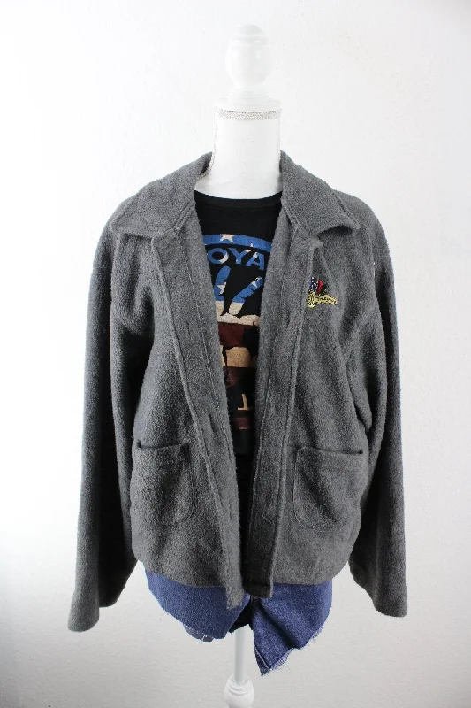 Vintage Grey Motor Speedway Jacket (L) A-Line Jacket Boat Neck Shawl Collar