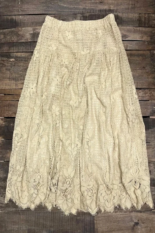 Love Letter Tea Stained Lace Skirt zip skirt side