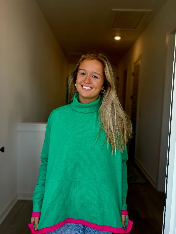 FINAL SALE - Green Turtleneck Knit Sweater Wool Sweater Cotton Sweater Cashmere Sweater