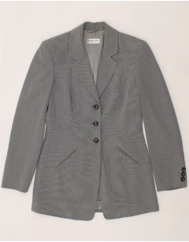 ASHLEY BROOKE Womens 3 Button Blazer Jacket UK 10 Small Grey Viscose Cotton Jacket Linen Jacket Terry Jacket ASHLEY BROOKE Womens 3 Button Blazer Jacket UK 10 Small Grey Viscose Cotton Jacket Linen Jacket Terry Jacket