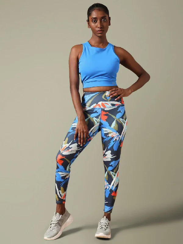 Electric Blue Crossback Crop Top & Euphora 7/8 Leggings Welt Pockets Slit Pockets Flap Pockets