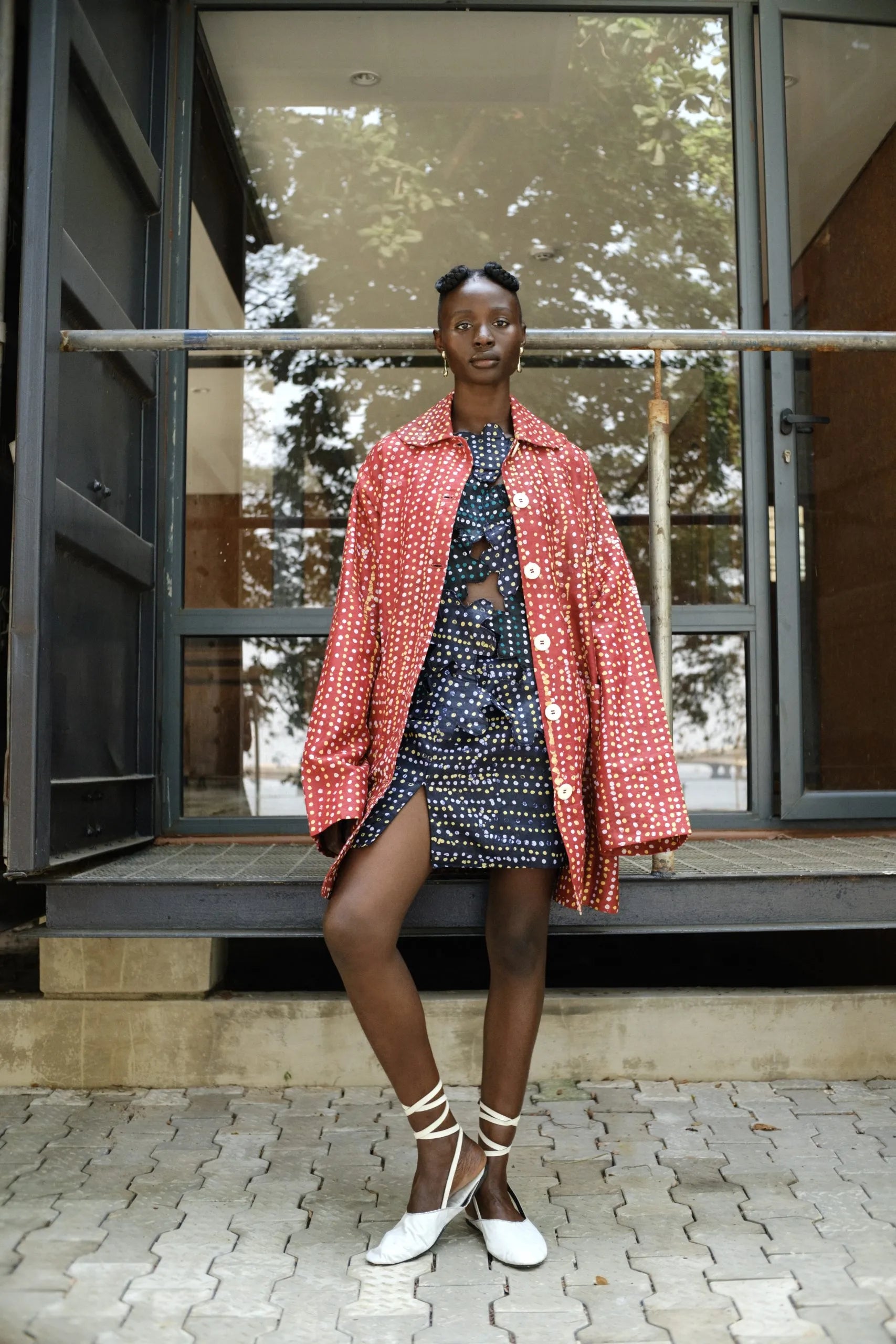 Abiola Olusola Mola Skirt Hand Printed With Slit leather skirt modern